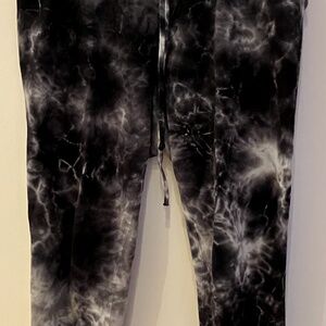 Nili Lotan Tie-Dye Black and Gray Drop Crotch Sweatpants